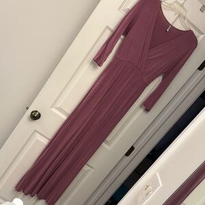 Pink maternity Long Sleeve V-Neck dress
